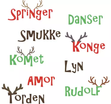 Julemandens rensdyr navn jule t-shirts - TenStickers
