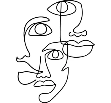 Minimalistisk ansigtsdesign t-shirt - TenStickers