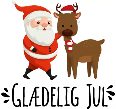 Glædelig jul fra julemanden og rensdyr-jule-t-shirts - TenStickers
