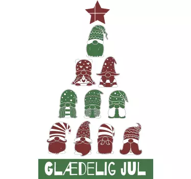 Juletræ med flag og nisser julet-shirts - TenStickers