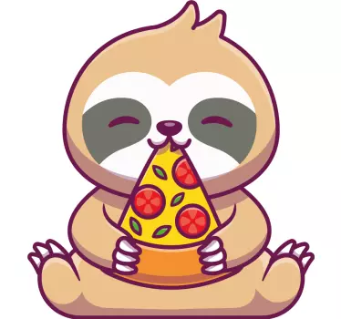 Søde dovendyr spiser pizza sammen matchende skjorter til par - TenStickers