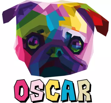 Geometrisk-dyr mops hund T-shirts med navn - TenStickers