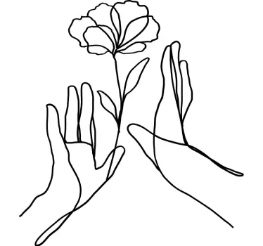 Hånd blomst line art t-shirt - TenStickers