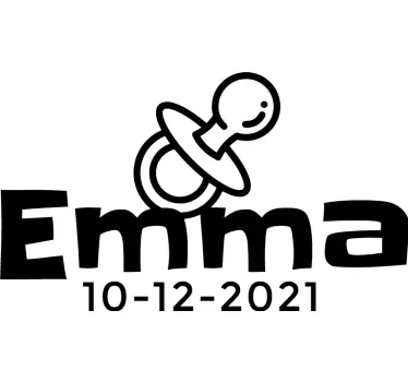 Sutteflaske på trøje med navn og dato - TenStickers