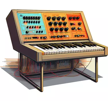Retro synth tastatur original t shirt - TenStickers