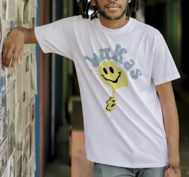 Glad gul smiley personlig t-shirt - TenStickers