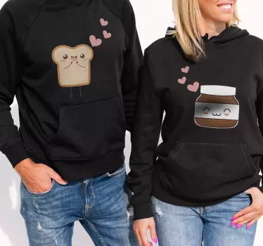 Brød og nutella matchende skjorter til par - TenStickers