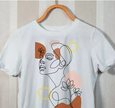 Abstrakt ansigtskunst en linje t-shirt - TenStickers