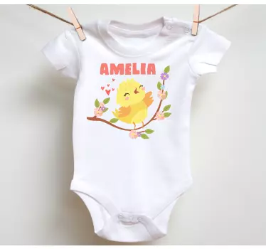 Baby chick med navn og blomster børneskjorte - TenStickers