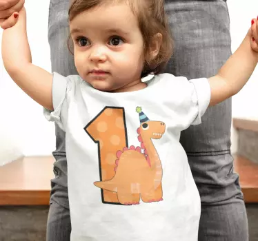 Baby fødselsdag dinosaur t-shirt - TenStickers