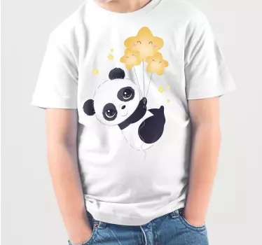 Baby panda med ballon børneskjorte - TenStickers