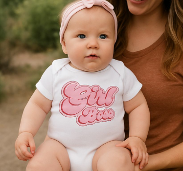 Baby t-shirt girl boss bobletekst - TenStickers