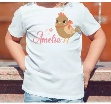 Baby t-shirt med brun kylling og navn - TenStickers