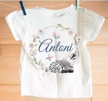 Baby t-shirt med personlig zebra børnehave - TenStickers