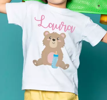 Baby t-shirt sød bjørn med flaske - TenStickers