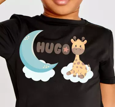Baby t-shirt sød giraf og måne - TenStickers