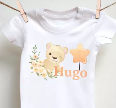 Baby t-shirt sød løve med stjerne - TenStickers
