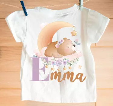 Baby t-shirt sovende bjørn på månen - TenStickers
