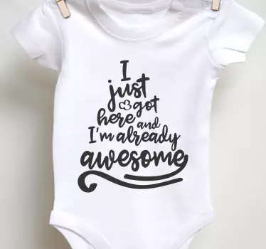Jeg er her, og jeg er fantastisk baby t-shirt - TenStickers