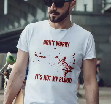 Bare rolig blod tekst halloween t-shirt - TenStickers