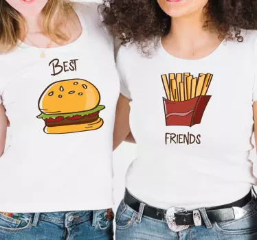 Bedste venner fries og hamburger t-shirt - TenStickers