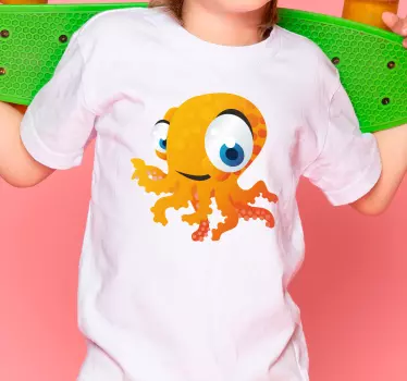 Blæksprutte tegneserie børneskjorte - TenStickers