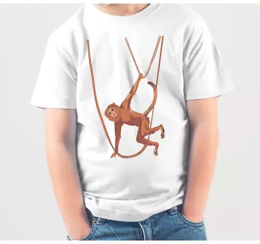 Børnet-shirt med abe svingende over reb - TenStickers