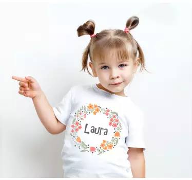 Børnet-shirt med charmerende blomster navn design - TenStickers