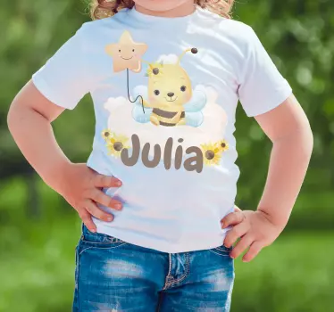 Børnet-shirt med sød bi og stjerne - TenStickers