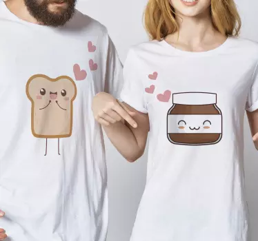 Brød og nutella matchende skjorter til par - TenStickers