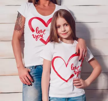 T-shirt med tekst og hjerte til mors dag - TenStickers