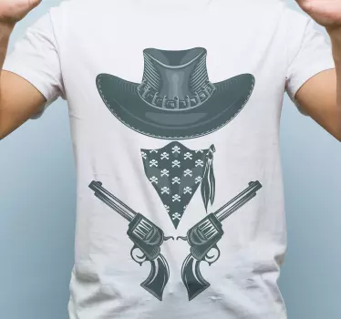 Cowboy hat, bandanna og revolvere t-shirt - TenStickers