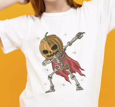 Dapping skelet med græskar halloween t-shirt - TenStickers