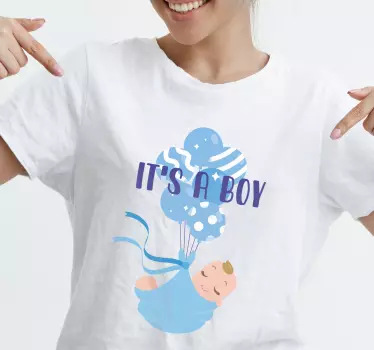 Det er en baby-shower-t-shirt med en dreng - TenStickers