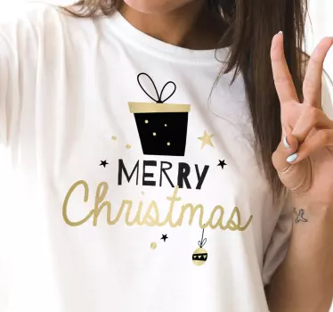 Elegant gaveæske mønster tekst jul t-shirt - TenStickers