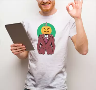 Elegant græskarmand med halloween-t-shirt i jakkesæt - TenStickers