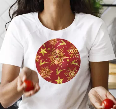 Elegante rensdyr på rød baggrund julet-shirts - TenStickers