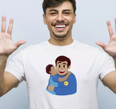 Far søn tøj t-shirt glad far omfavner søn - TenStickers