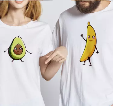 Far søn tøj t-shirt sød avocado banan par - TenStickers