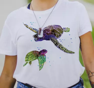 Farverig abstrakt skildpadder t-shirt - TenStickers