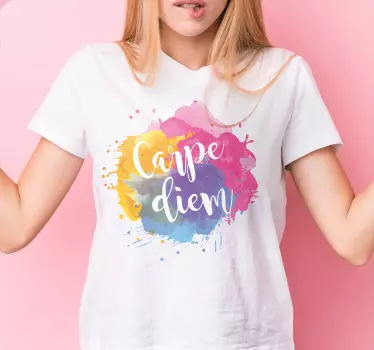 Farverig carpe diem illustration t-shirt - TenStickers