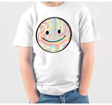 Farverig tie dye smiley face børneskjorte - TenStickers