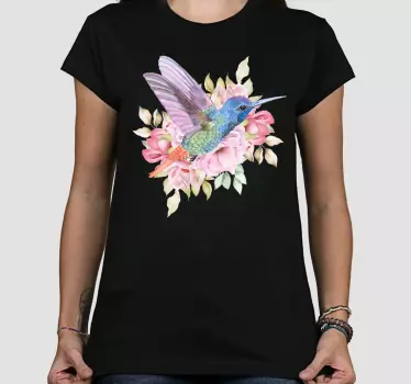 Farverige kolibri blomster original t-shirt - TenStickers