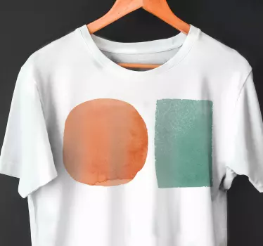 Farverigt cirkel rektangel print original t-shirt - TenStickers