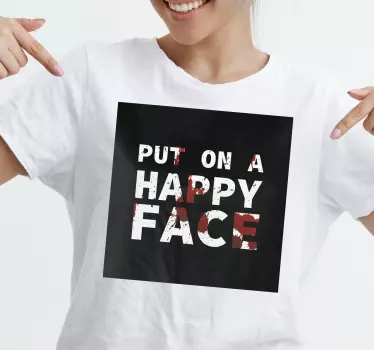 Firkantet sat på glad ansigt original t-shirt - TenStickers