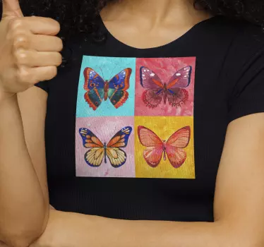 Flerfarvet sommerfugl-t-shirt - TenStickers