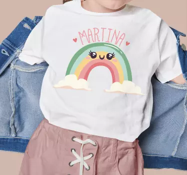 Flot regnbue med skyer med navn T-shirts med navn - TenStickers