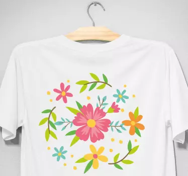 Forårsblomstret ramme mor og datter skjorte - TenStickers