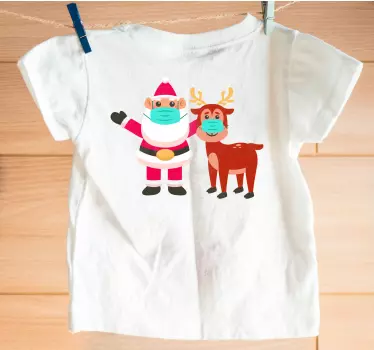 Forsigtige santa og rensdyr jul tee shirts - TenStickers