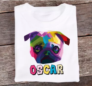 Geometrisk-dyr mops hund T-shirts med navn - TenStickers